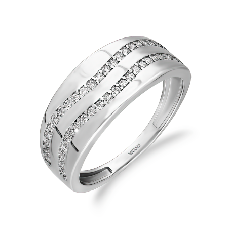 Pierścionek srebrny blaszka z dwoma rzędami cyrkonii