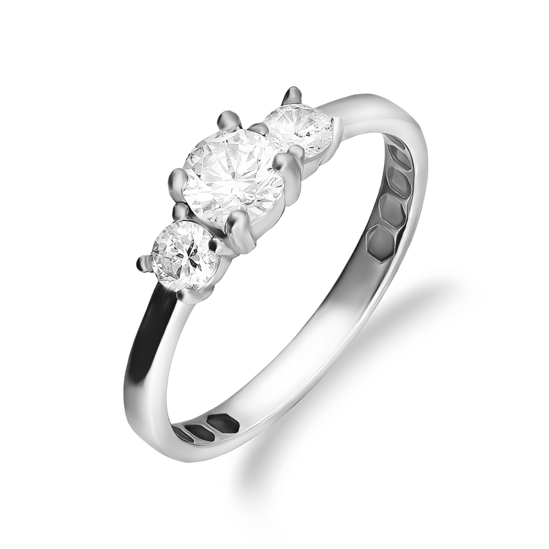 Pierścionek srebrny NOBLE z trzema białymi cyrkoniami