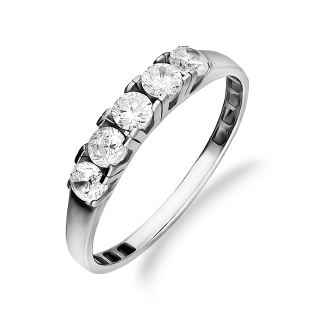 Pierścionek srebrny z pięcioma białymi cyrkoniami