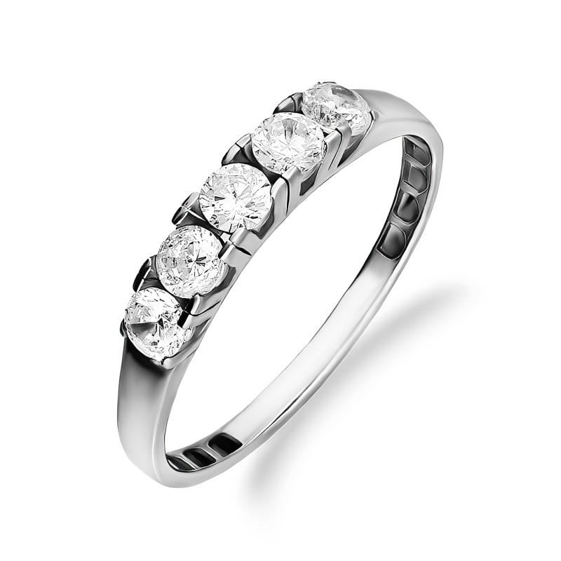 Pierścionek srebrny z pięcioma białymi cyrkoniami