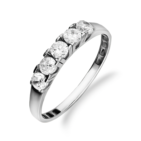 Pierścionek srebrny z pięcioma białymi cyrkoniami
