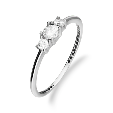 Pierścionek srebrny NOBLE z trzema białymi cyrkoniami