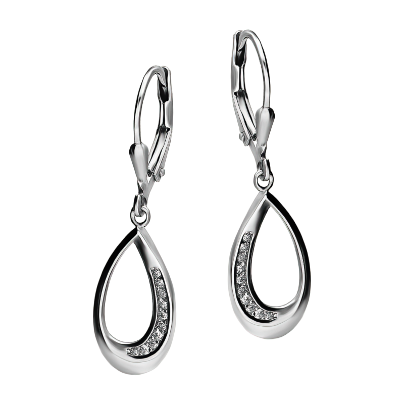 Srebrne kolczyki krople z cyrkoniami pr. 925 - JubilerSezam.pl