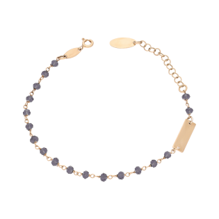 Bransoleta pozłacana z blaszką i szklanymi kulkami/rolo AX CRM-19899 próba 925