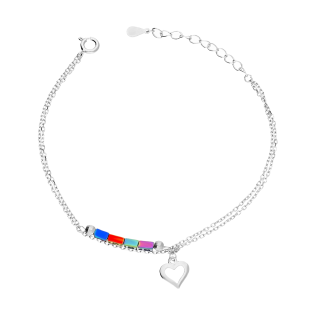 Bransoleta srebrna z sercem i hematytem/anker 2x HS2176 próba 925