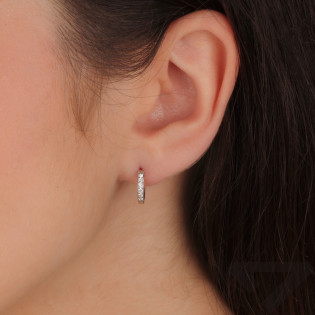 Srebrne kolczyki kółka z cyrkoniami - JubilerSezam.pl