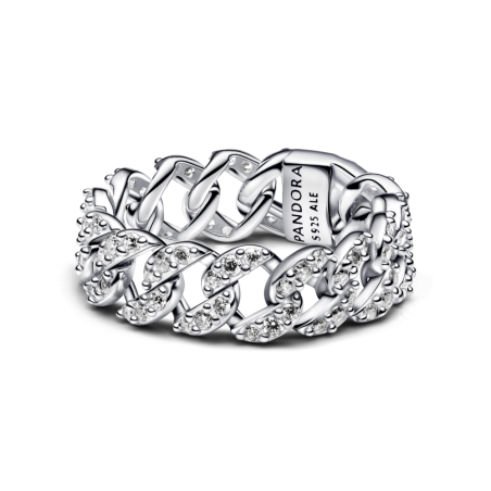 Pierścionek Pandora pavé z kubańskimi ogniwami 193557C01
