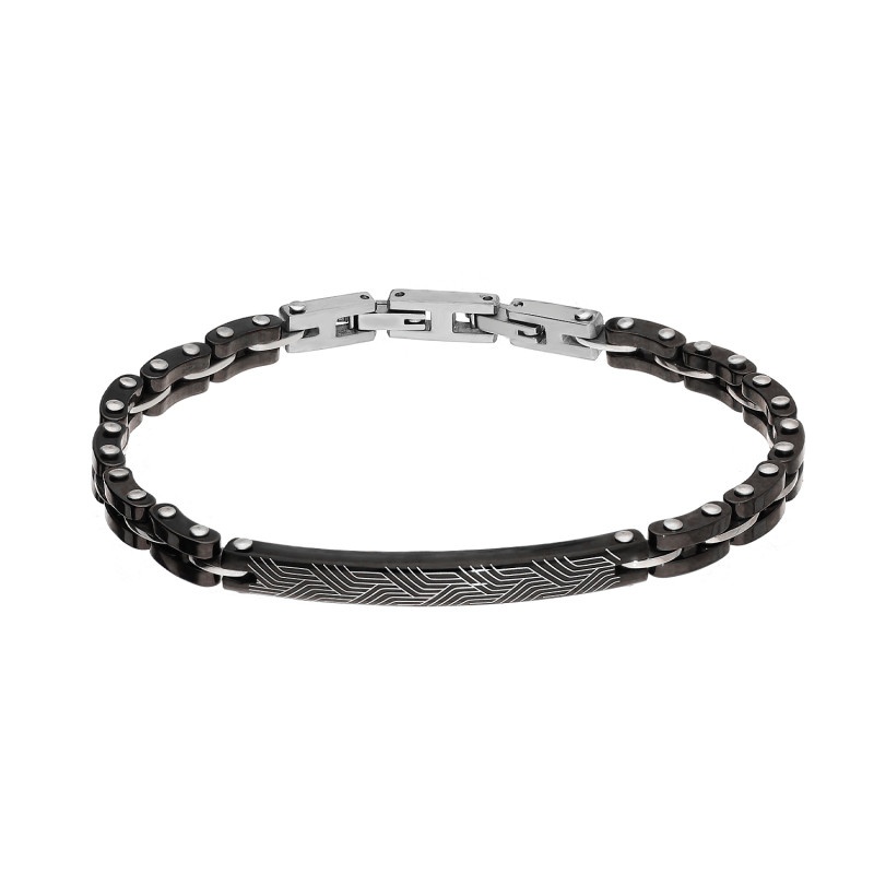 Bransoleta męska blaszka z białym bieżnikiem