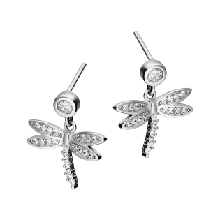 Srebrne kolczyki ważki z cyrkoniami - JubilerSezam.pl