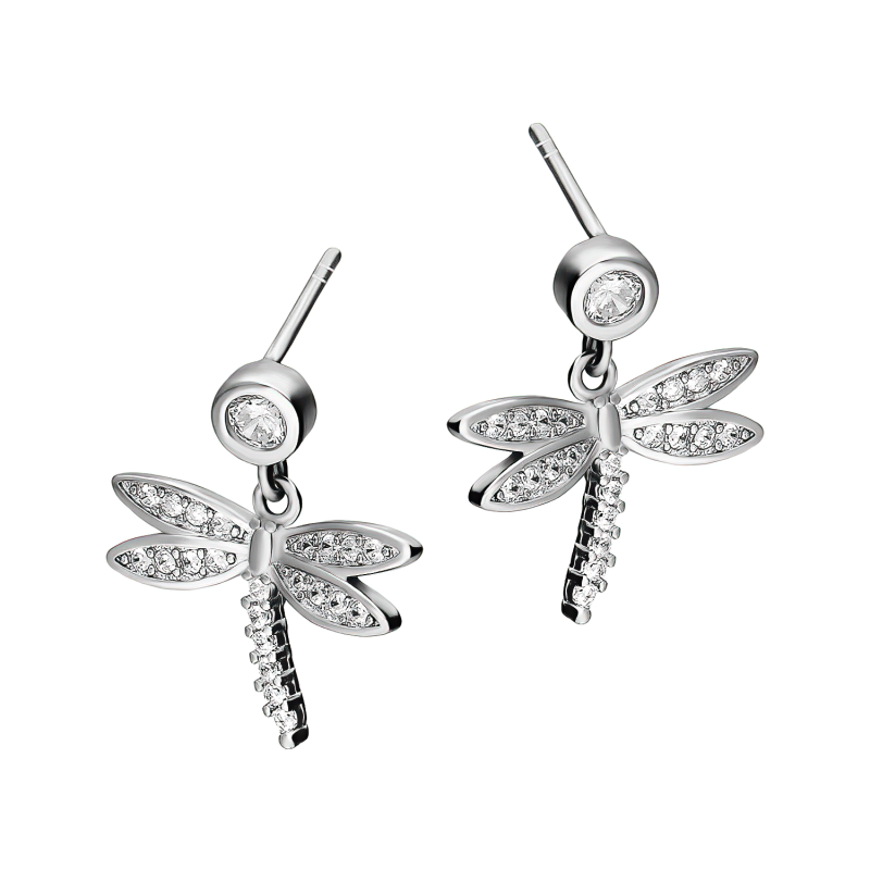 Srebrne kolczyki ważki z cyrkoniami - JubilerSezam.pl