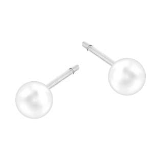 Kolczyki srebrne z białą perłą 6mm/sztyft