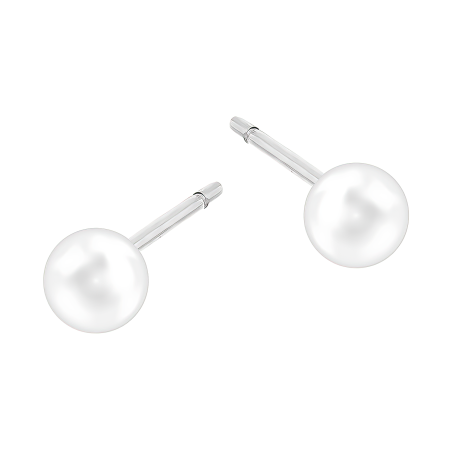 Kolczyki srebrne z białą perłą 6mm/sztyft