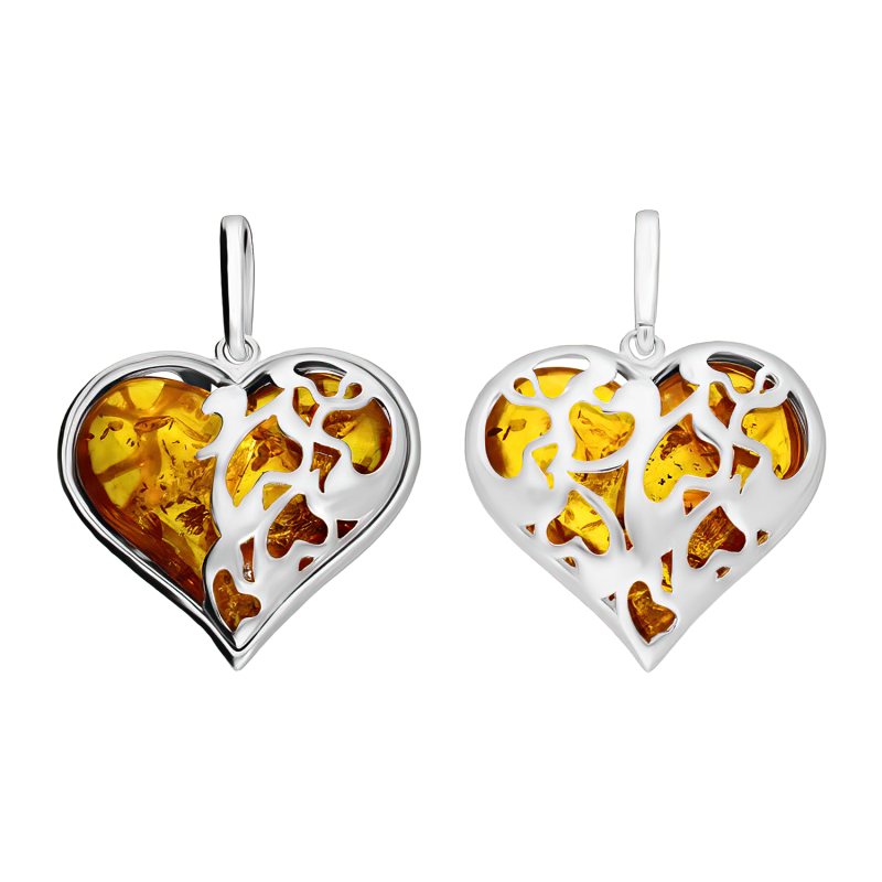 Srebrne Serduszko z Bursztynem Koniakowym - JubilerSezam.pl