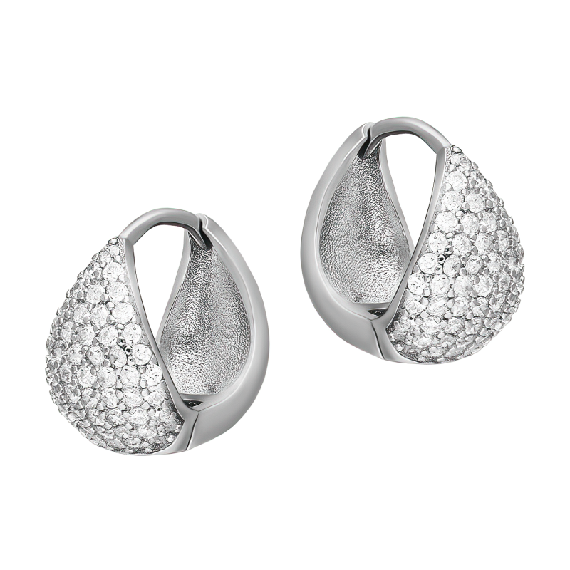 Kolczyki srebrne kółko z białymi cyrkoniami/zatrzask