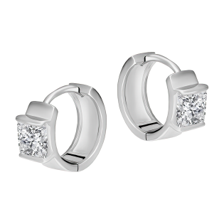 Kolczyki srebrne kółko z kwadratową cyrkonią/zatrzask