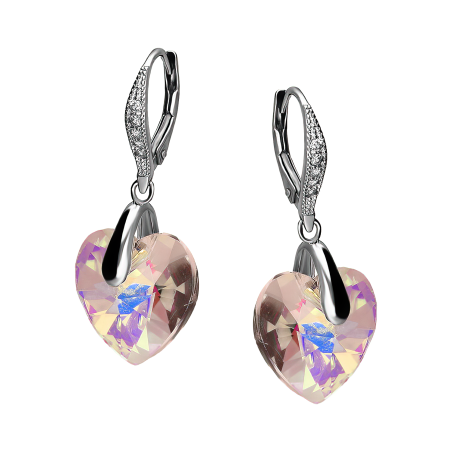 Kolczyki srebrne kryształ w kształcie serca i cyrkonie/big.zam.