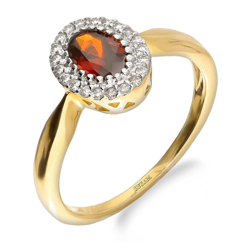 Pierścionek złoty owalna markiza z granatem jubilerskim DJ PREMIUM277M GR próba 375