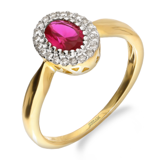 Pierścionek złoty owalna markiza z czerwoną cyrkonią DJ PREMIUM277M RUB próba 375