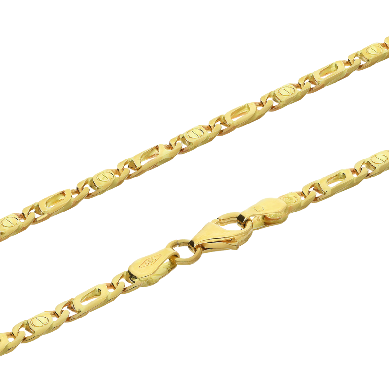 Łańcuszek złoty splot fantazja spinacz z grawerem