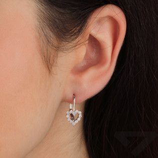 Kolczyki srebrne dla dziewczynki serce z opalizującymi cyrkoniami