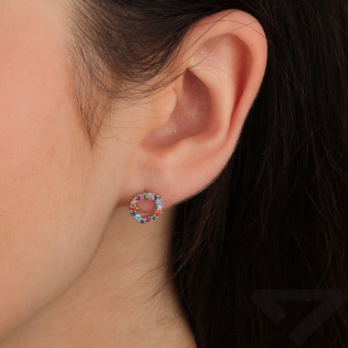 Kolczyki srebrne koła z cyrkoniami kolorowe - JubilerSezam.pl