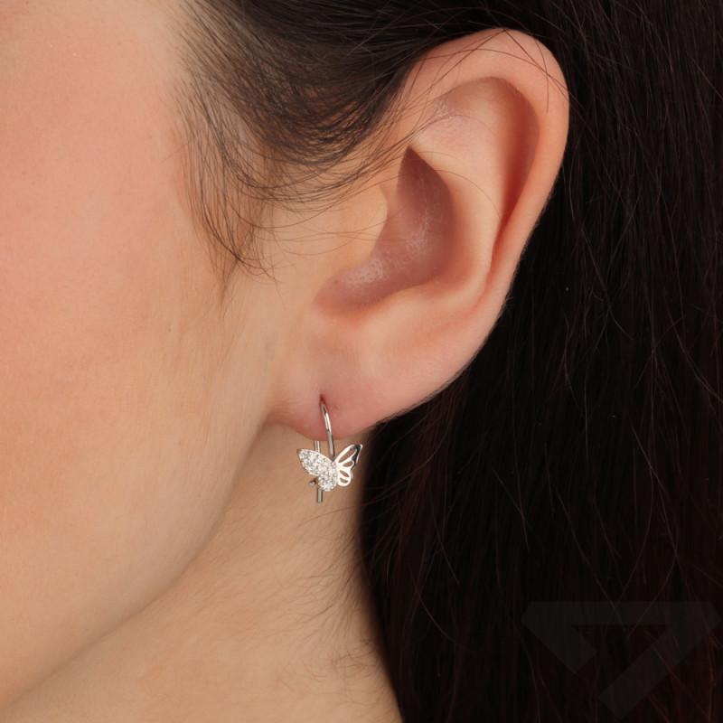 Srebrne kolczyki motylki dla dziewczynki z cyrkoniami - JubilerSezam.pl