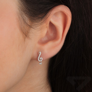 Srebrne Kolczyki Nutki z Cyrkoniami - JubilerSezam.pl