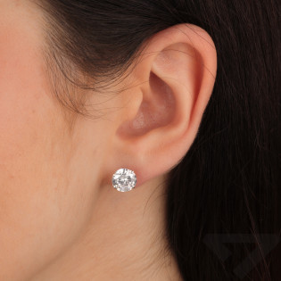 Srebrne kolczyki z cyrkonią 8mm - JubilerSezam.pl