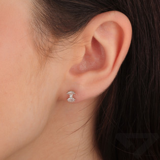 Kolczyki srebrne kokardka z białymi cyrkoniami