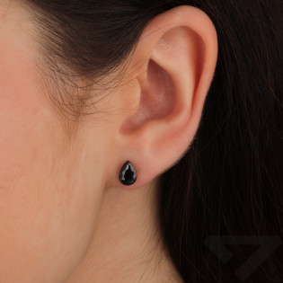 Kolczyki srebrne z czarną cyrkonią w formie kropli