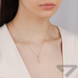 Zawieszka złota klucz wiolinowy z cyrkoniami próba 585