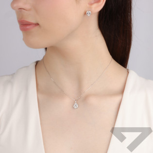 Kolczyki srebrne markiza kropla z białymi cyrkoniami/sztyft