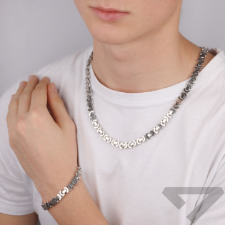 Bransoleta srebrna rodowana bizantyna 8 mm