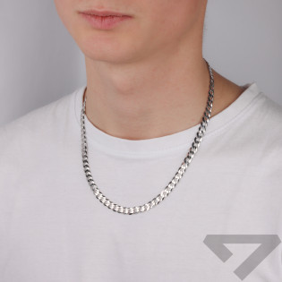 Łańcuszek srebrny rodowany splot pancer