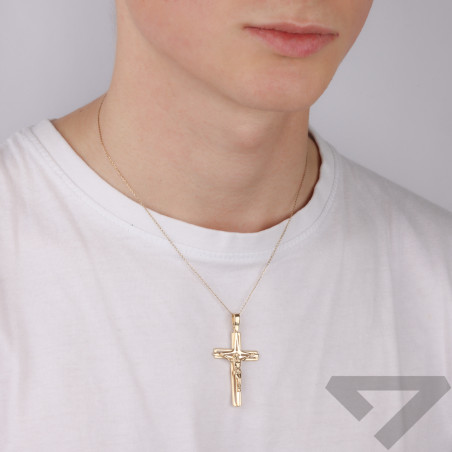 Krzyżyk złoty ażurowy z Panem Jezusem próba 585