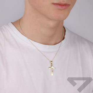 Krzyżyk złoty z Panem Jezusem w dwóch kolorach próba 585