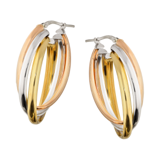 Kolczyki srebrne skręcane kółka w trzech kolorach