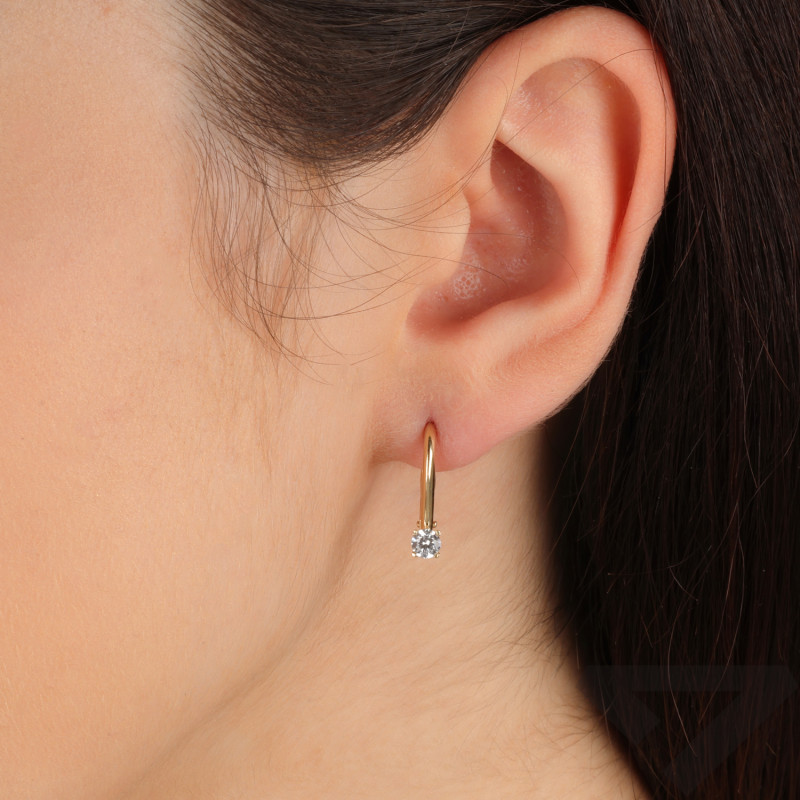 Kolczyki złote z białą cyrkonią 3,5mm próba 585