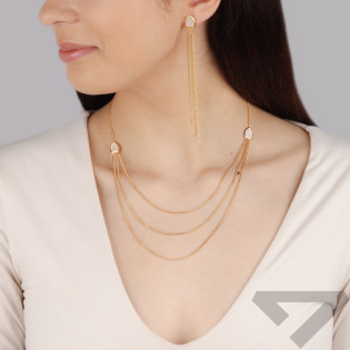 Pozłacany Naszyjnik Krople z Masą Perłową - JubilerSezam.pl
