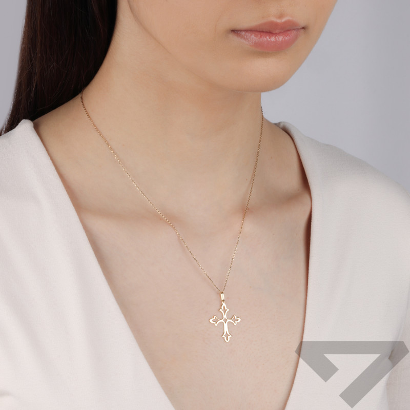 Krzyżyk złoty ramka próba 585