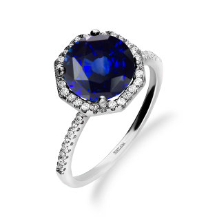 Pierścionek srebrny z szafirem i cyrkoniami wokół AT NA1180-R-SP-WP próba 925