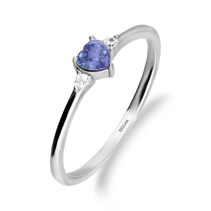 Srebrny Pierścionek z Szafirem Serce pr. 925 - JubilerSezam.pl