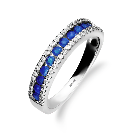 Pierścionek srebrny z szafirami i białymi cyrkoniami AT NA1979-R-BS-WP próba 925