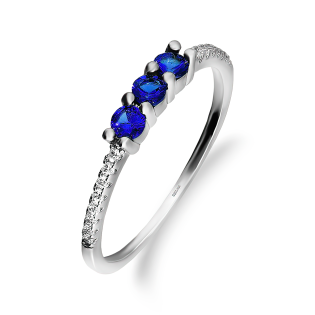 Pierścionek srebrny z szafirami i białymi cyrkoniami AT NA1983-R-NBS-W próba 925