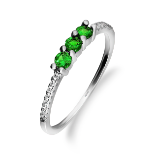 Pierścionek srebrny z tsaworytem 0,07 ct Tanzania AT NA1983-R-TS-WP próba 925