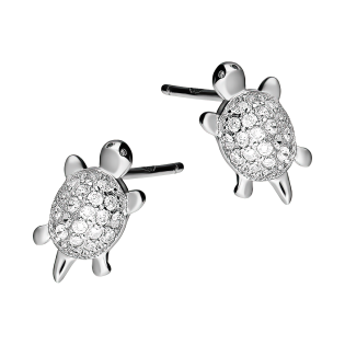 Srebrne kolczyki dla dziewczynki żółwiki z cyrkoniami - JubilerSezam.pl