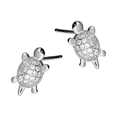 Srebrne kolczyki dla dziewczynki żółwiki z cyrkoniami - JubilerSezam.pl