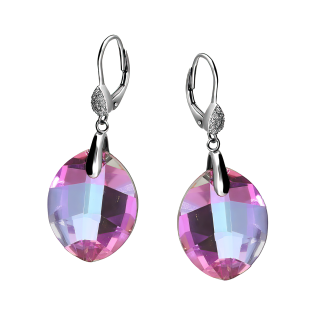 Srebrne kolczyki z fioletowym kryształem i cyrkoniami - JubilerSezam.pl