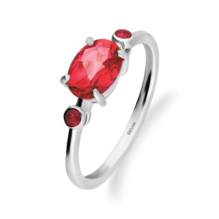 Pierścionek srebrny z różowym topazem i diamentami laboratoryjnymi AT CVD-3338-R-PTRU próba 925