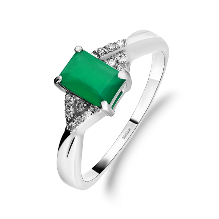 Pierścionek srebrny z agatem i diamentami laboratoryjnymi AT CVD-2061-R-AG próba 925